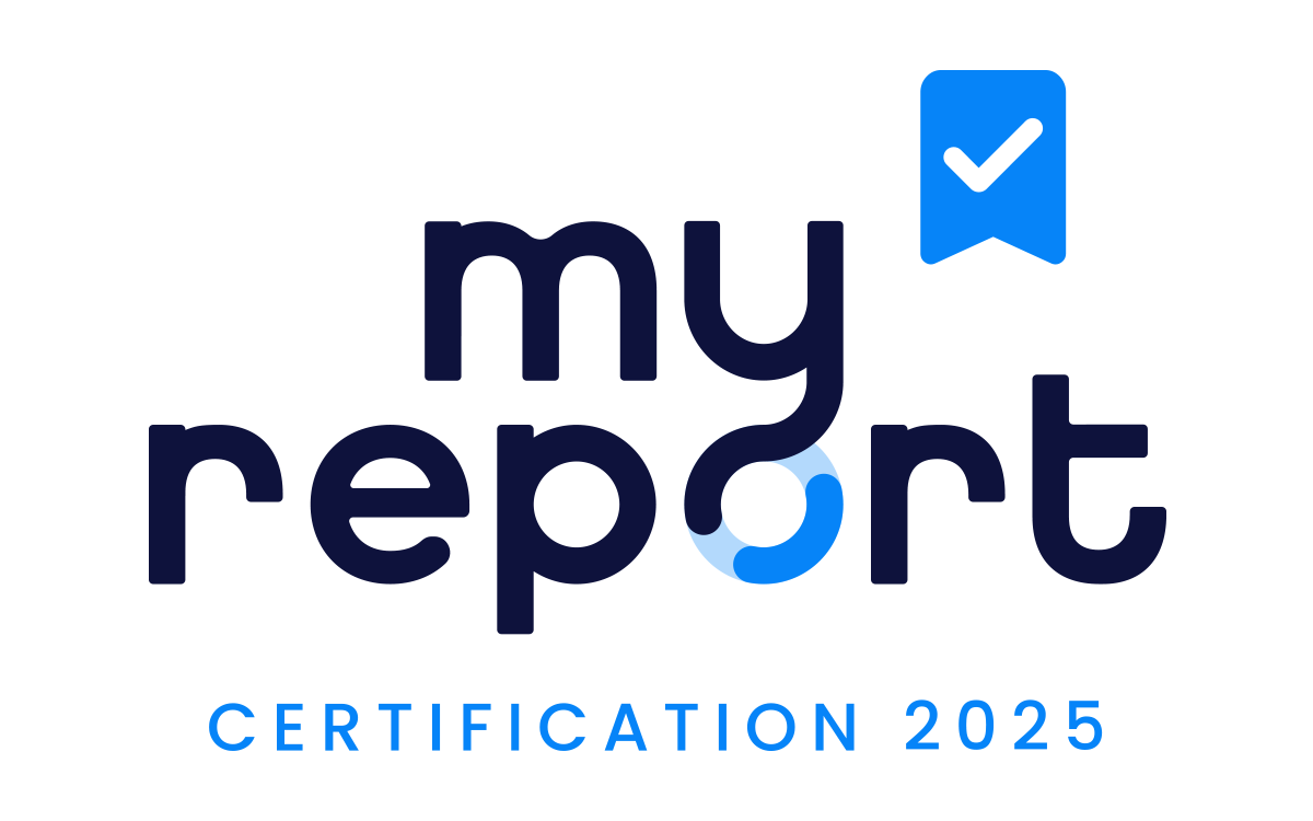 logo de la certification 2025 myreport bleu